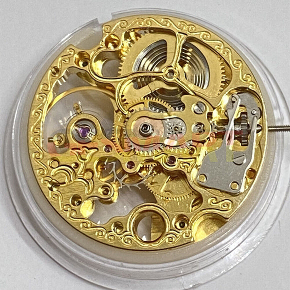 China Made Carved Golden Hollow 7120 Automatic Mechanical Movement