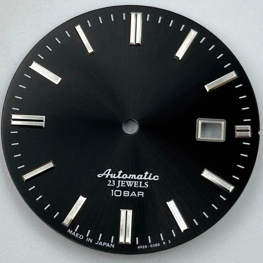 Black No Lume 34mm Datejust watch dial for NH35 movement, customized for precise timekeeping.