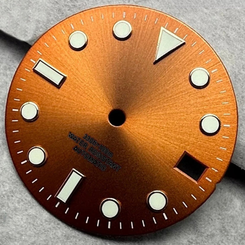 28.5Mm Orange Watch Dial For NH35 NH36 4R35 4R36 Movement Green Lume