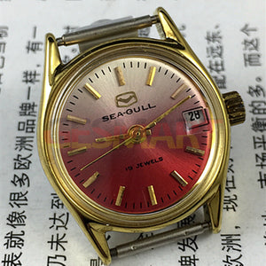 Seagull Manual Mechanical Lady Watch Gradient Red Golden Nail Single Calendar