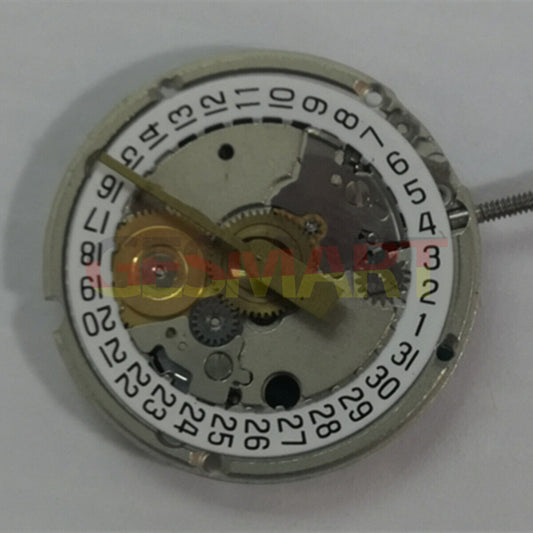 ETA 956.114 quartz watch movement with white dial and 3-hand display for precise timekeeping by ETA.