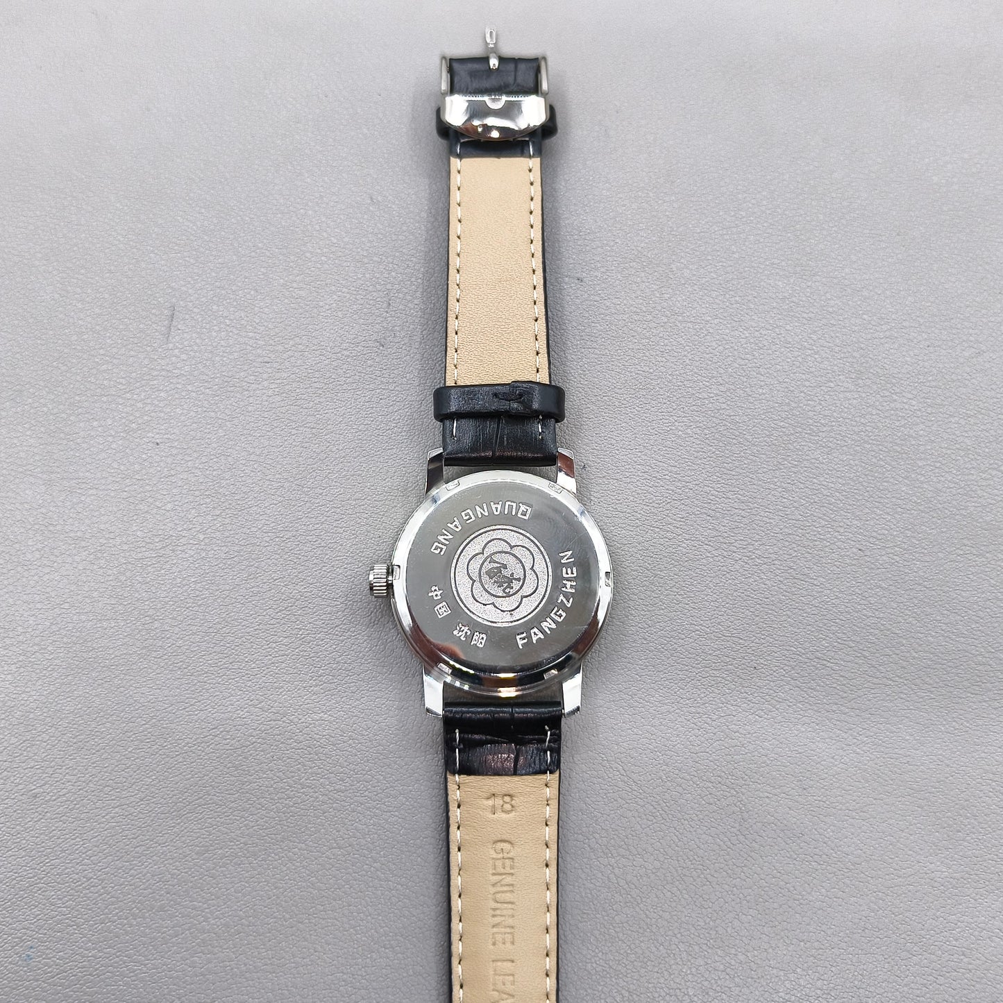37mm China Baihua Black Strap Manual Mechanical Watch 19 Jews
