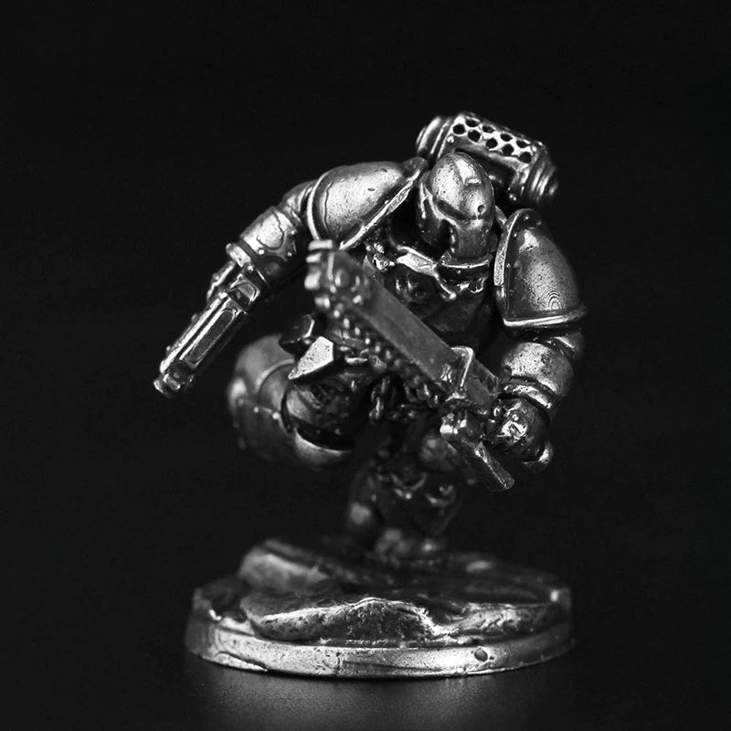 Power Armor Chainsword Soldier Copper Figurine White Bronze Sci-Fi Wargame 330-8