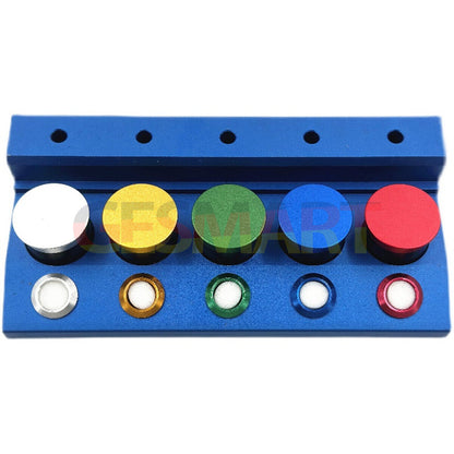 Die-cast alloy oil cup stand with 5 containers and metal covers for watch repair tools.