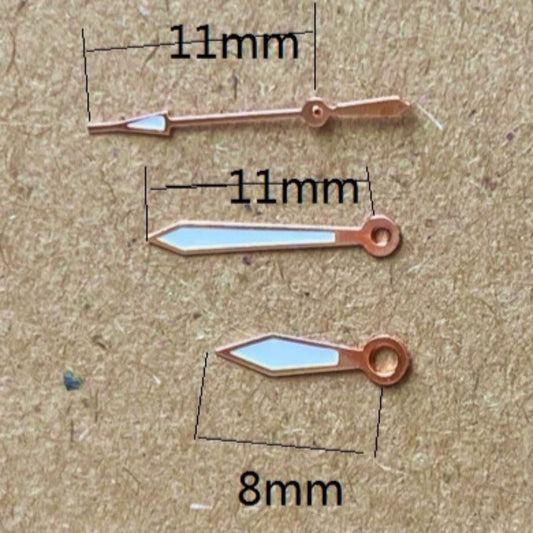 Roségoldene Zierleiste, 11 x 11 x 8 mm, grüne Leuchtzeiger für Miyota 2035 Quarzwerk