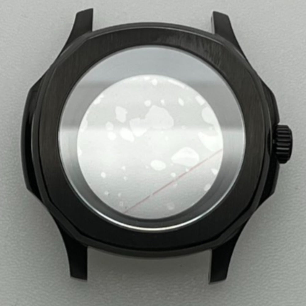 42mm black polished watch case with sapphire glass for NH35 NH36 SKX SRPD series models.