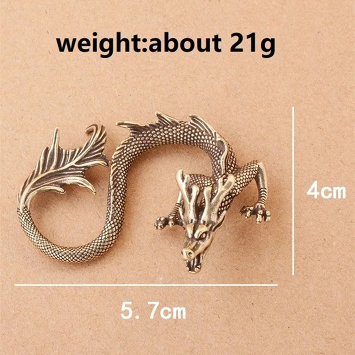 Solid copper fire-breathing dragon trinket with vintage bronze patina, hand-carved collectible figurine.