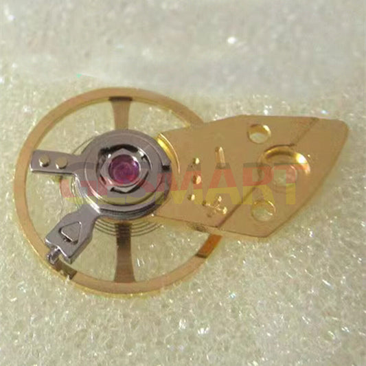 Golden balance wheel with splint for Miyota 8200 8215 watch movement, precise timekeeping component.
