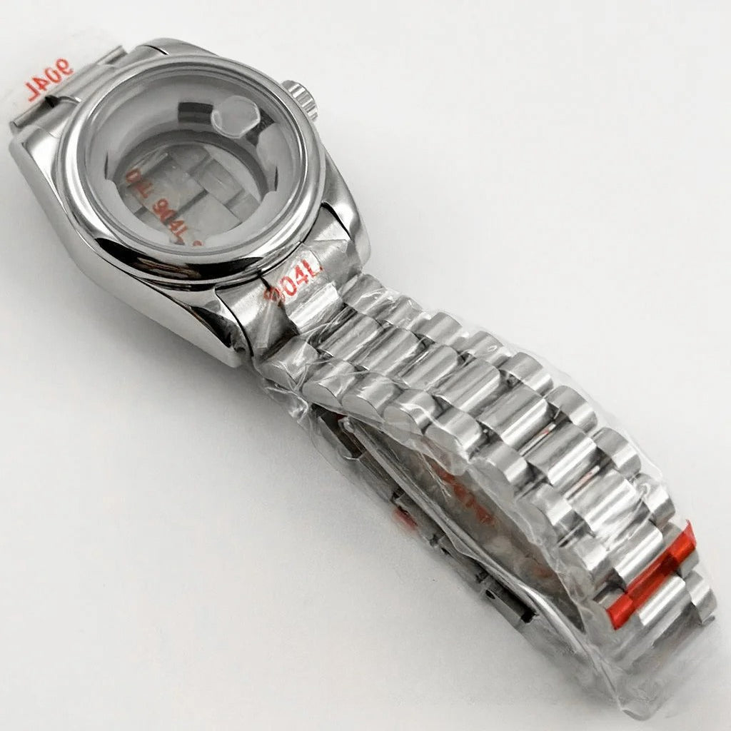 31MM Round Bezel Sapphire Glass Presidential bracelet Watch Case for NH05 NH06