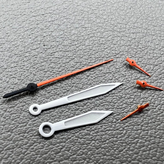 Orange and white second hand watch hands set for Miyota OS10 OS20 OS60 OS80