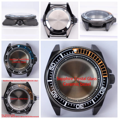 43.8mm Watch Cases with Ceramic Bezel For NH35 NH36 4R36 NH38 Modified Samurai