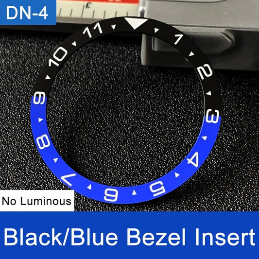 Classic 38mm No Lume Black+Blue Flat Ceramic Watch Bezel For Skx009 Skx007 Skx011