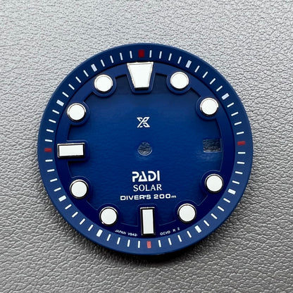 Gradual blue 31.8mm diving Datejust dial with green luminous markers for VS42 movement.
