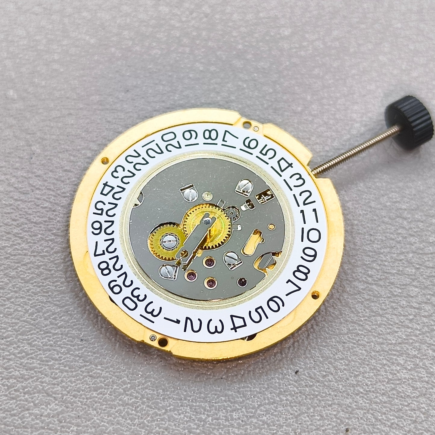 Swiss Ronda 1009 Watch Quartz Movement 2 Hands Date@3 Golden Plated