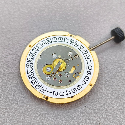 Swiss Ronda 1009 Watch Quartz Movement 2 Hands Date@3 Golden Plated