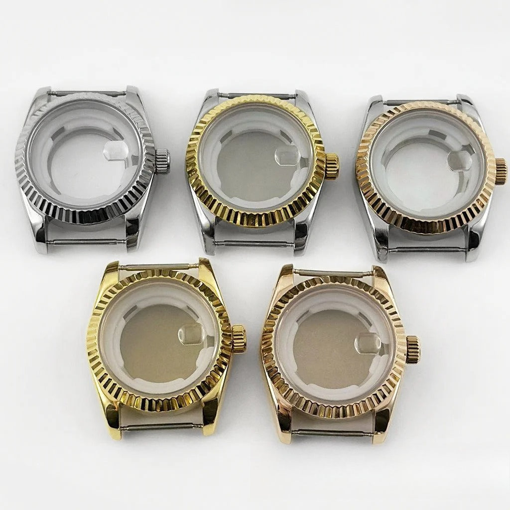 31MM Ladies Round Polished Fluted Bezel Sapphire Crystal Watch Case for NH05/06