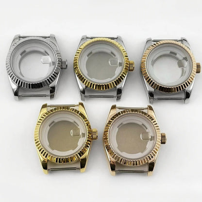 31MM Ladies Round Polished Fluted Bezel Sapphire Crystal Watch Case for NH05/06