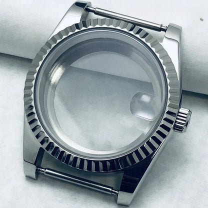 36mm/40mm Fluted Bezel Case Sapphire Glass For Mod  Steel Case Fit Nh35 Nh36