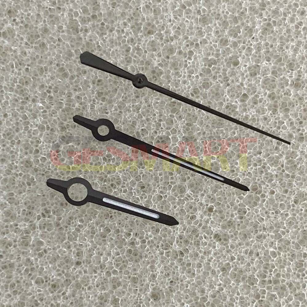 Green luminous watch hands with black trim, compatible with NH35/NH36/4R/7S movements for accurate timekeeping.