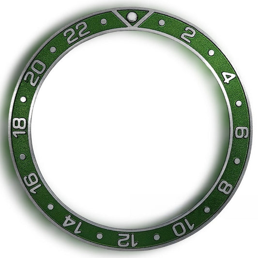 38X30.7Mm Green Aluminum Watch Bezel Silver Raised Font Watch Part