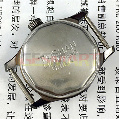 TAISHAN 26mm manual mechanical lady watch with black case and dial, elegant 3-hand display, 19 jewels.