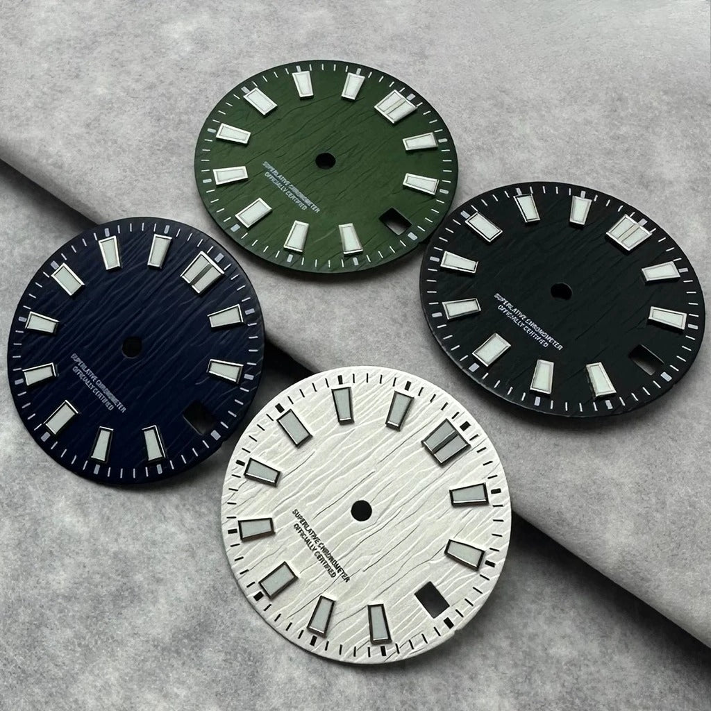 28.5mm Single Calendar Luminous  Water Ripple Texture Watch Dial Fit NH35 NH36