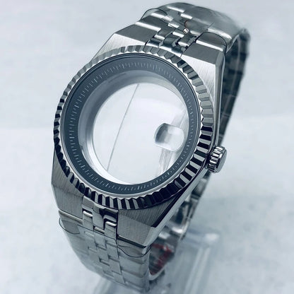 Gold 40mm Land-Dwellwe 904L Watch Case+Strap Sapphire Glass For NH34 NH35 NH36