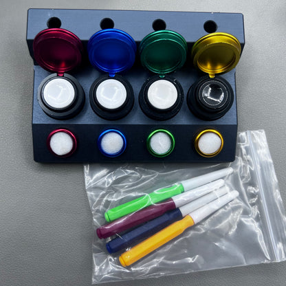 Die-cast alloy oil cup stand with 4 containers, China-made replacement for MSA17.000-04 watch accessories.