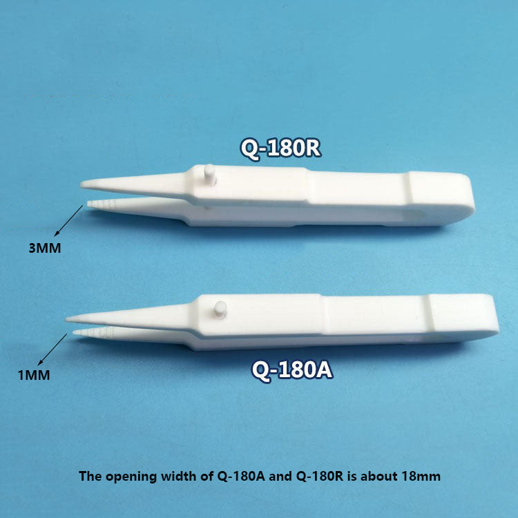 PTFE precision tweezers, anti-adhesive for silicon wafer circuit repair and lab maintenance experts.