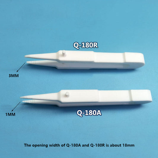 PTFE precision tweezers, anti-adhesive for silicon wafer circuit repair and lab maintenance experts.