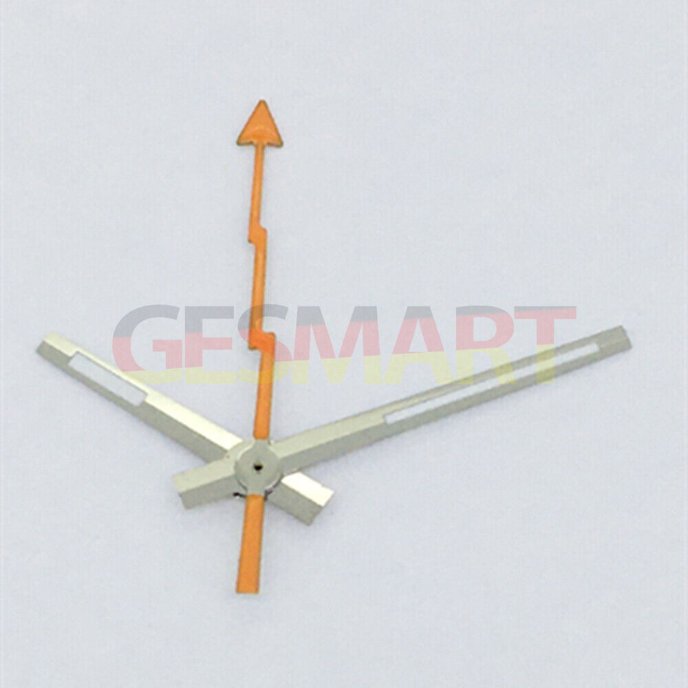 Aiguille des secondes orange avec garniture argentée et aiguilles luminescentes pour montres Asian 8215/2813/8205