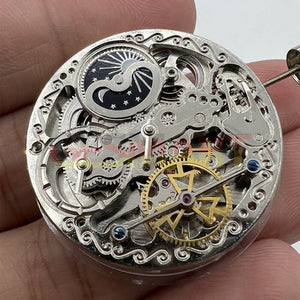 Double Mainspring Multi-function Hollow Mechanical Movement Double Time Zone