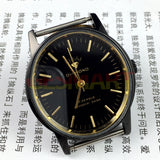 36mm SHANGHAI DIAMOND Oval Manual Mechanical Watch 17 Jews Black Dial Black Case