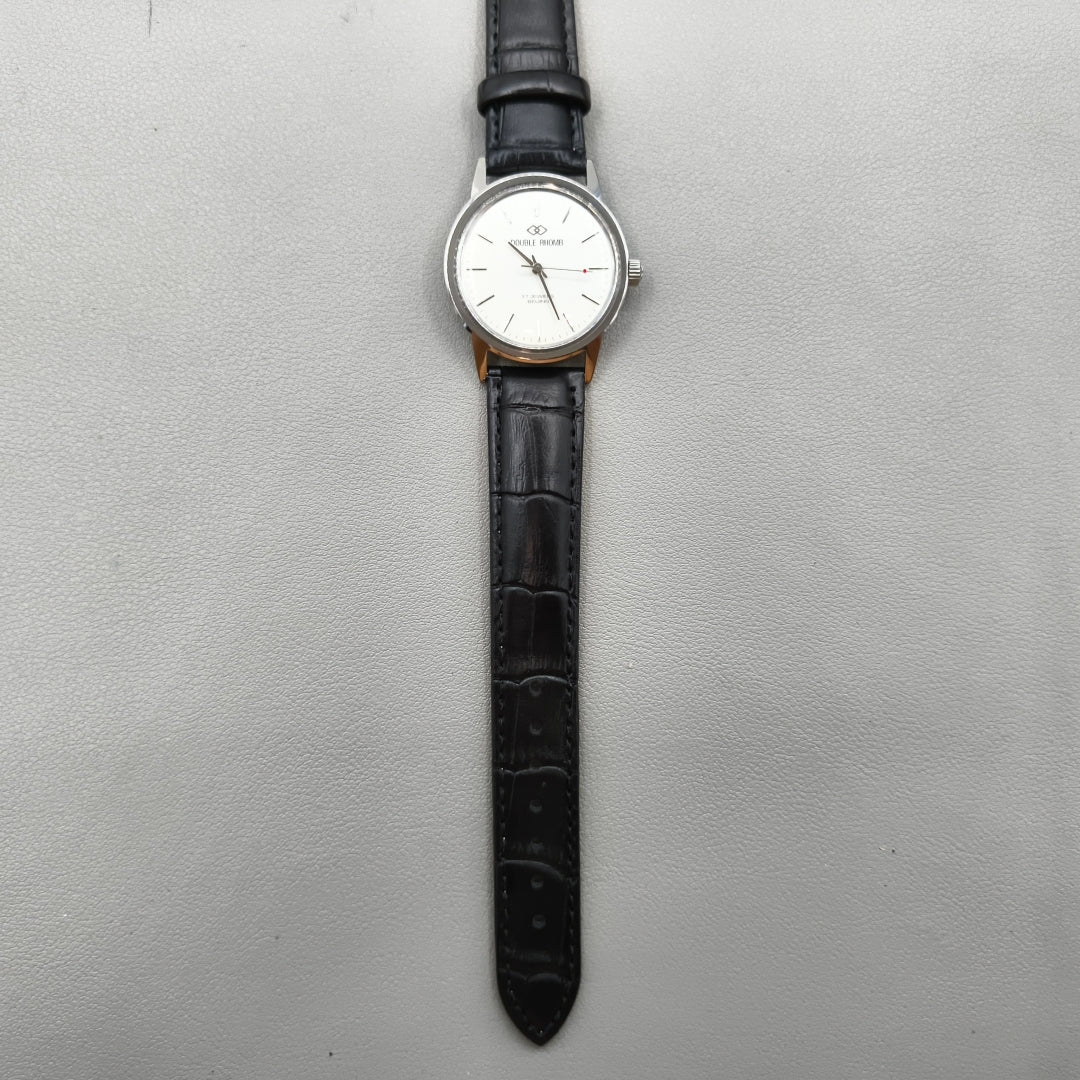 36mm Black Strap Beijing Double Rhomb Manual Mechanical Watch