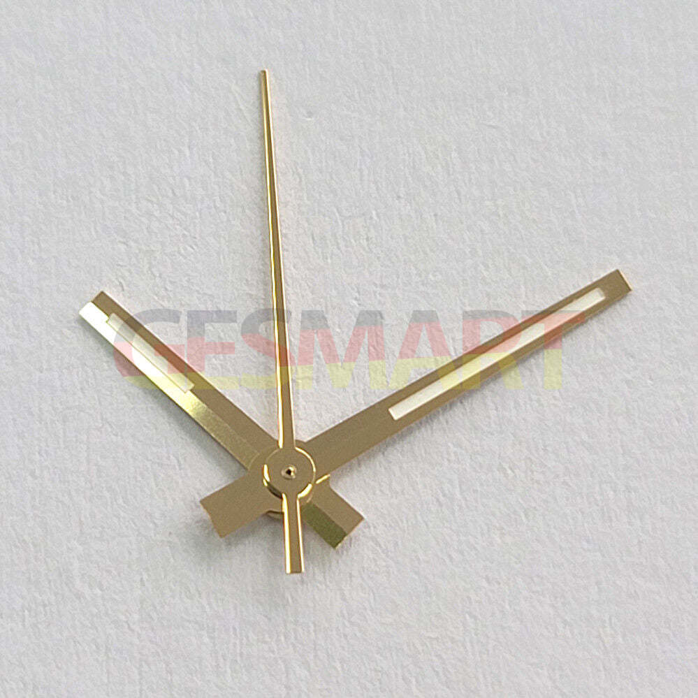 Silver and gold trimmed green luminous watch hands, compatible with NH35, NH36, 4R, and 7S movements.