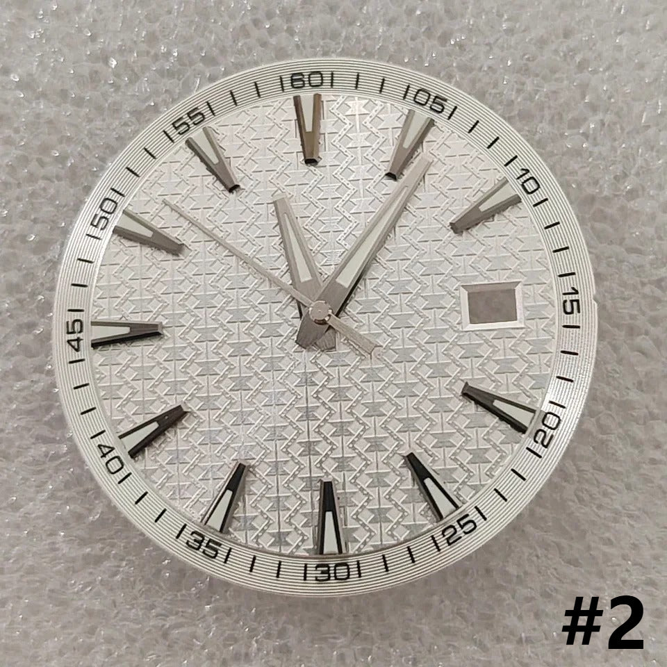 33.5mm Geometric Green Luminous Watch Dial+Hands for NH35 NH36 4R 7S Movement