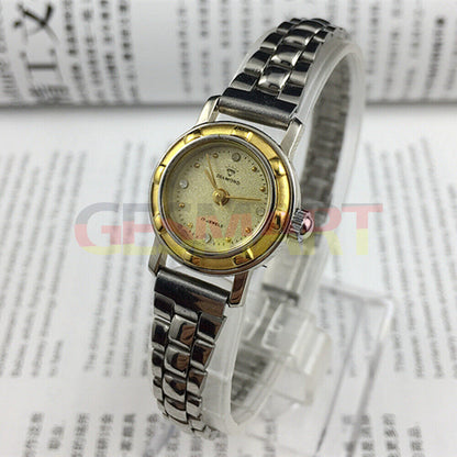 SHANGHAI DIAMOND 21mm manual mechanical lady watch with golden dial and 17 jewels craftsmanship