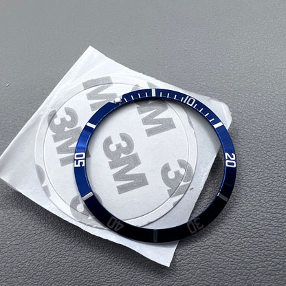 36.5*30.8mm Dark Blue Watch Bezel Vintage Aluminum Alloy Slope Green Luminous