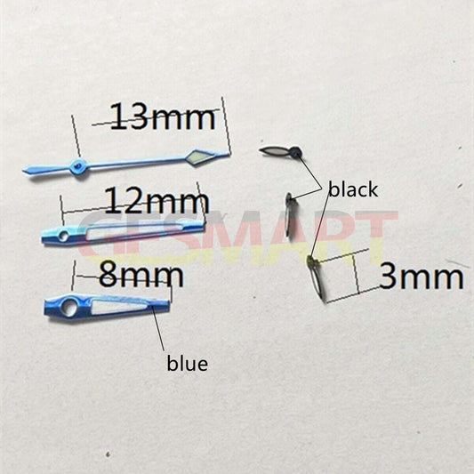 13 mm blau + schwarz getrimmte Lume-Uhrzeiger für Miyota OS10 OS20 OS22 OS60 OS80 OS11
