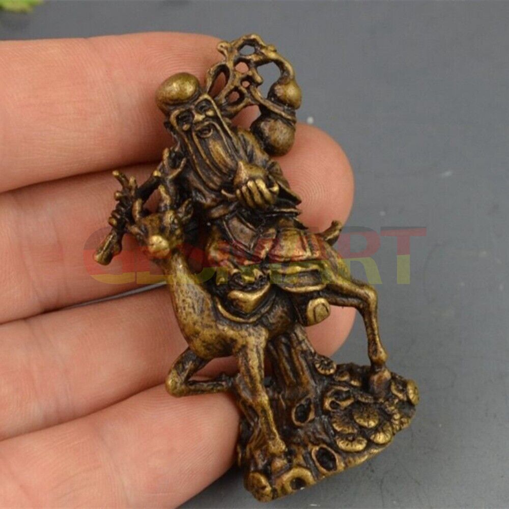 Hand-carved solid copper trinket of The God of Longevity, perfect for watch accessory d�cor.
