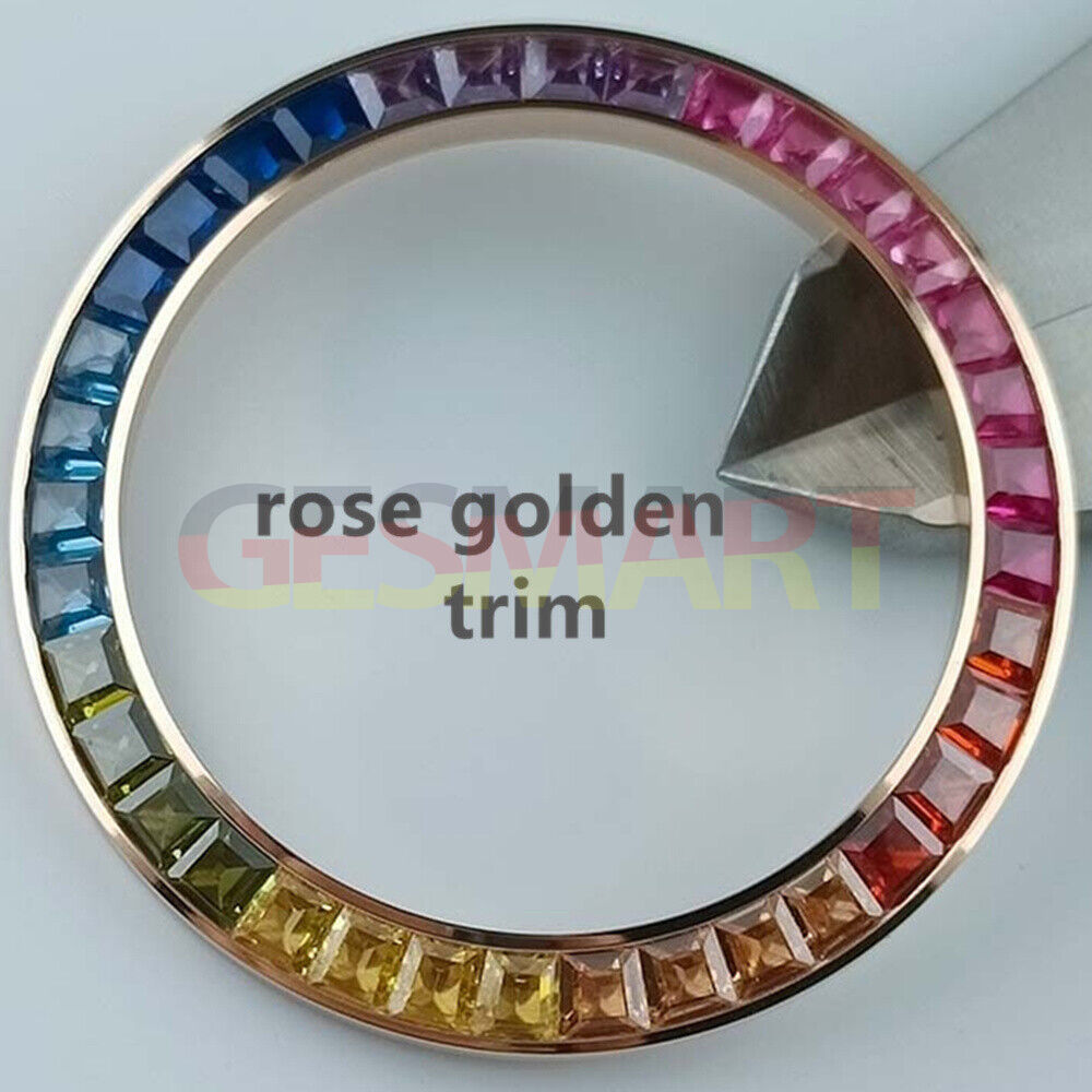 39mm colorful imitation diamond bezel for VK63 movement, vibrant watch accessory enhancing style.