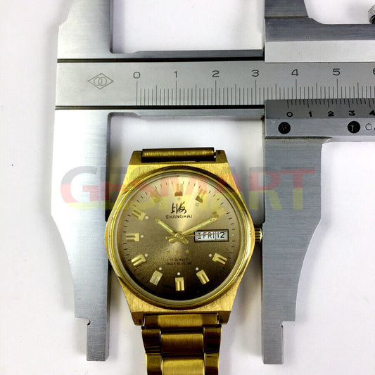 Montre mécanique manuelle fabriquée en usine à Shanghai, cadran marron foncé, double calendrier