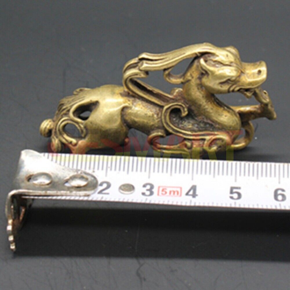 Solid copper dragon figurine with vintage bronze finish and intricate hand-carved details.
