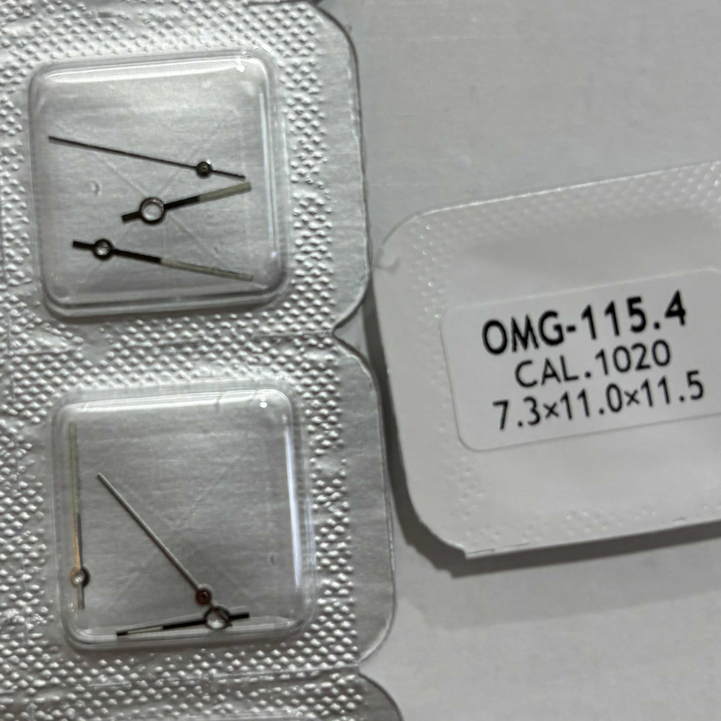 Silver trim green lume watch hands suitable for ETA1020 movement, sleek 3-hand design.