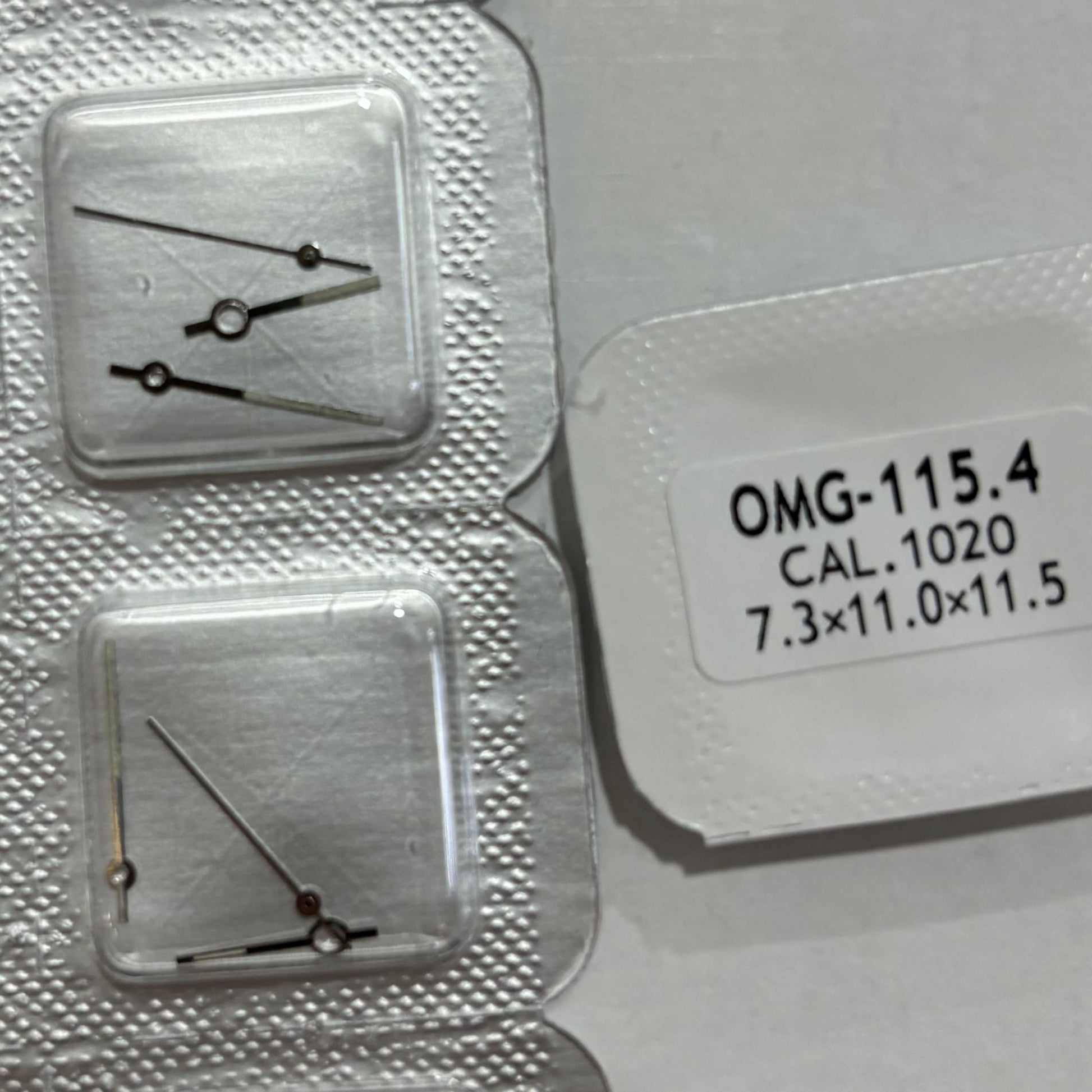 Silver trim green lume watch hands suitable for ETA1020 movement, sleek 3-hand design.