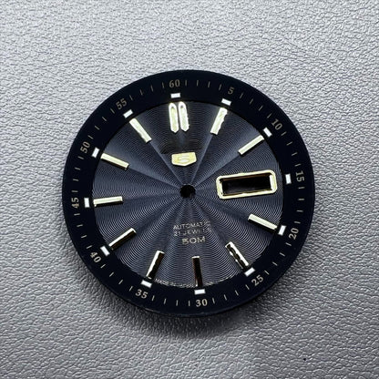 Silver 35.5mm vintage watch dial with green luminous nails, compatible with NH35 NH36 movements