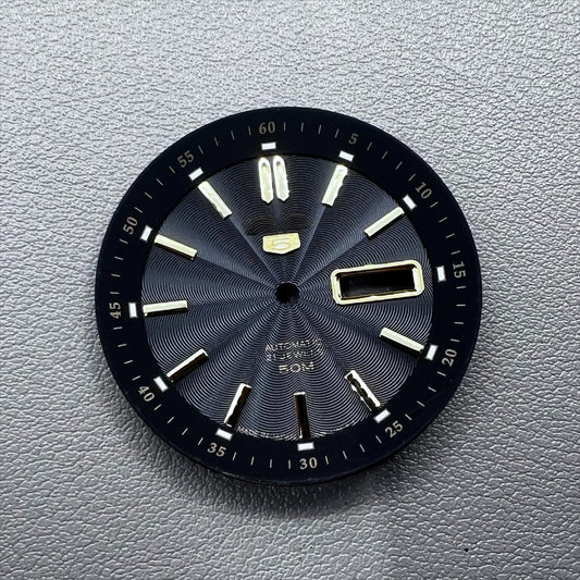 Silver 35.5mm vintage watch dial with green luminous nails, compatible with NH35 NH36 movements