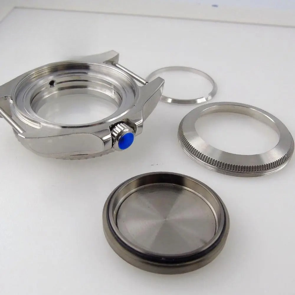 41mm Blue Bezel 316L Steel Watch Case Fit ETA 2836 2824 Miyota 8215 821A
