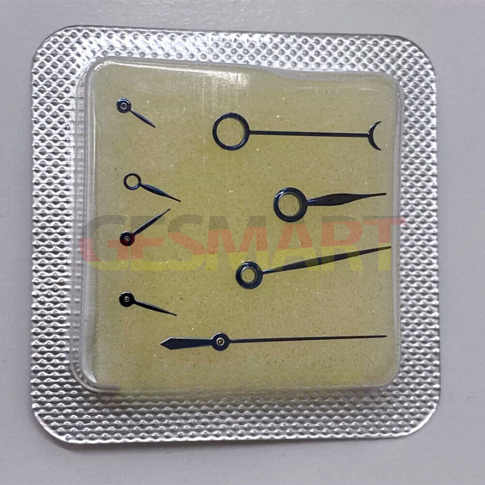 Blue polished watch hands for ETA 7750 7751 movement, no lume, durable replacement parts.
