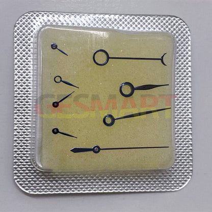 Blue polished watch hands for ETA 7750 7751 movement, no lume, durable replacement parts.